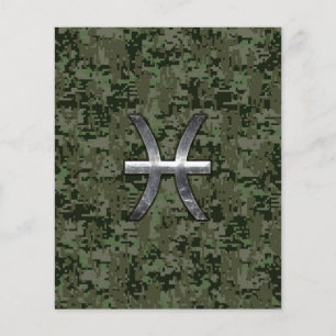 Pisces Zodiac Sign på Woodland Digital Camouflage Flygblad
