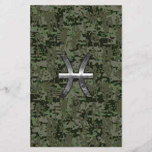 Pisces Zodiac Sign på Woodland Digital Camouflage Flygblad