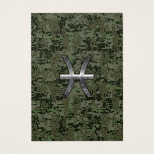 Pisces Zodiac Sign på Woodland Digital Camouflage Visitkort
