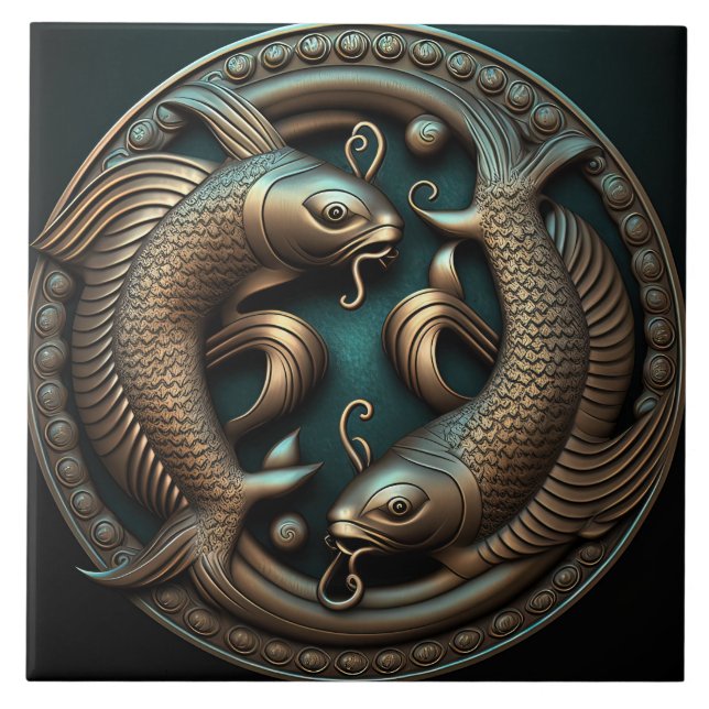 Pisces Zodiac Sign Pisces Horoscope Ceramic Tile Kakelplatta (Framsidan)