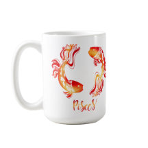 Pisces zodiac sign red orange glitter fish