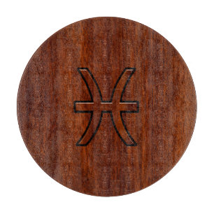 Pisces Zodiac Sign Rik Mahogany wood grain stil