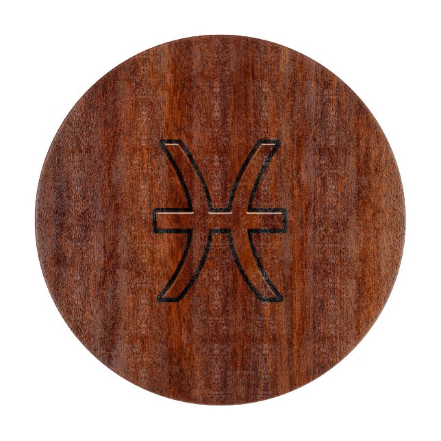 Pisces Zodiac Sign Rik Mahogany wood grain stil (Framsidan)