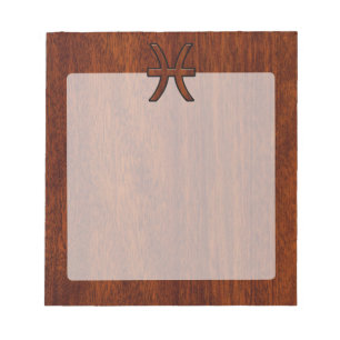 Pisces Zodiac Sign Rik Mahogany wood grain stil Anteckningsblock