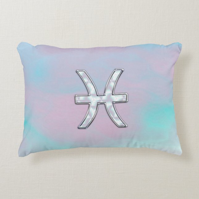 Pisces Zodiac Sign Snyggt Mor i Pearl Prydnadskudde (Framsidan)