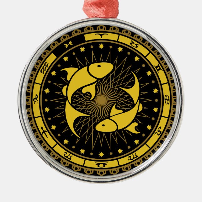 Pisces - Zodiac Sign - Symbol - Horoscope Julgransprydnad Metall (Framsidan)