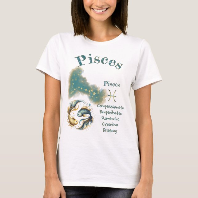 Pisces Zodiac Sign T-Shirt (Framsida)