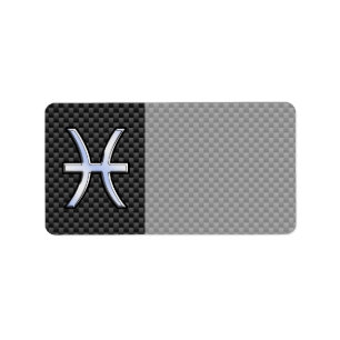 Pisces Zodiac-signering på koldioxidfiberutskrift Adressetikett