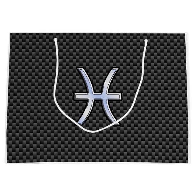 Pisces Zodiac Silver symbol Carbon Fiber Stil (Framsidan)