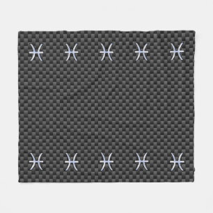 Pisces Zodiac Silver symbol Carbon Fiber Stil Fleecefilt