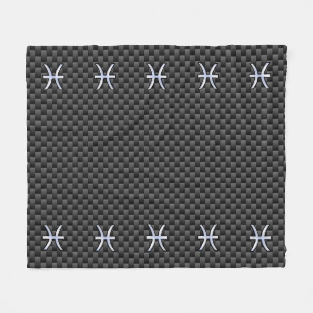 Pisces Zodiac Silver symbol Carbon Fiber Stil Fleecefilt (Framsidan (Horisontell))