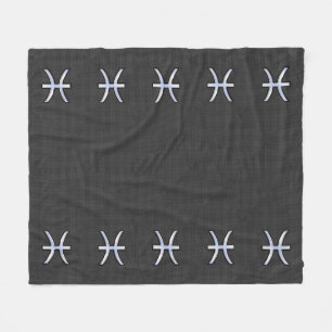 Pisces Zodiac Silver symbol Carbon Fiber Stil Fleecefilt