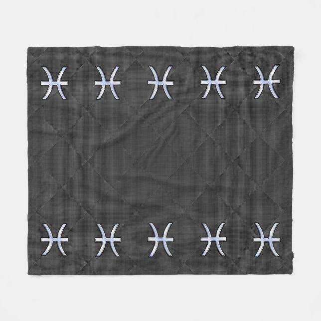 Pisces Zodiac Silver symbol Carbon Fiber Stil Fleecefilt (Framsidan (Horisontell))