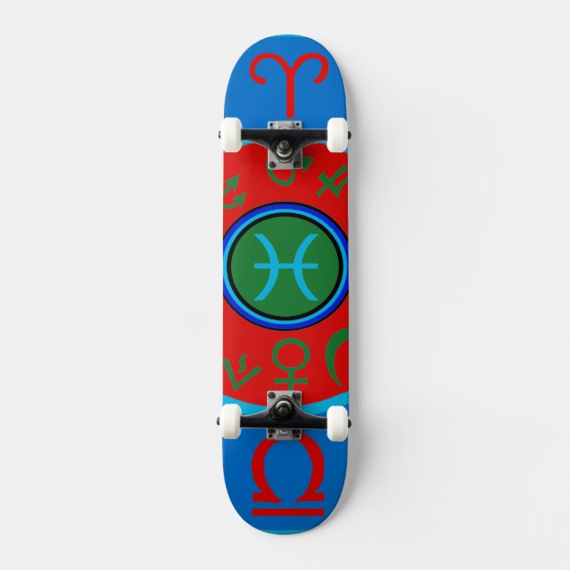 Pisces Zodiac Skateboard (Framsida)