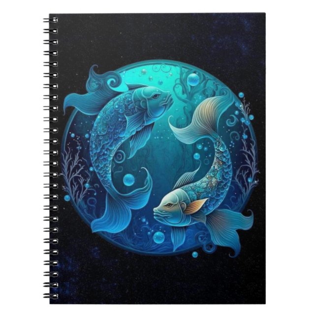 Pisces Zodiac Spiral bärbar dator Anteckningsbok (Framsidan)
