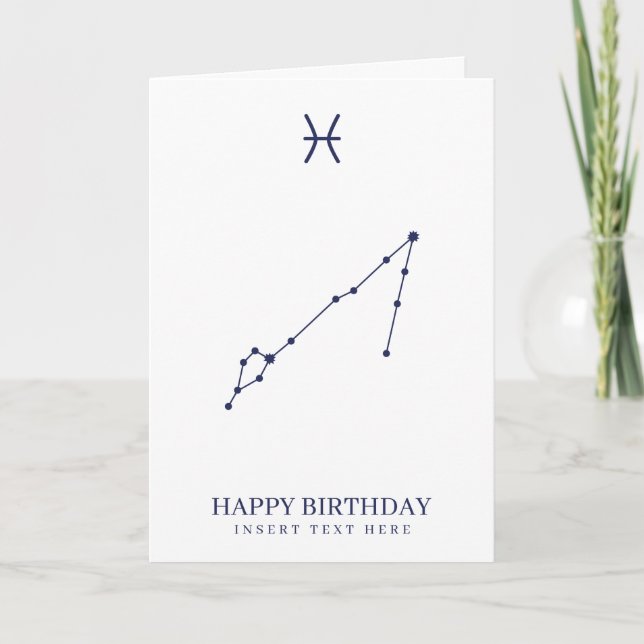 Pisces Zodiac Stjärntecken Anpassningsbar Birthday Kort (Framsida)