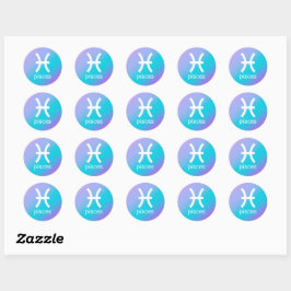 Pisces Zodiac Stjärntecken Astrology Blue Gradient Runt Klistermärke