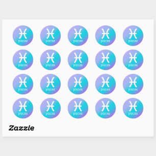 Pisces Zodiac Stjärntecken Astrology Blue Gradient Runt Klistermärke