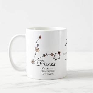 Pisces Zodiac Stjärntecken Flower Constellation Kaffemugg