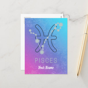 Pisces Zodiac Stjärntecken Horoscope Constellation Helg Vykort
