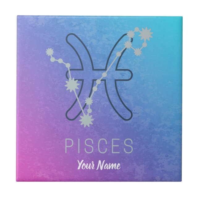 Pisces Zodiac Stjärntecken Horoscope Constellation Kakelplatta (Framsidan)