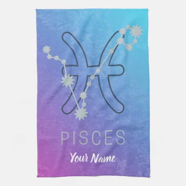 Pisces Zodiac Stjärntecken Horoscope Constellation Kökshandduk (Vertikal)
