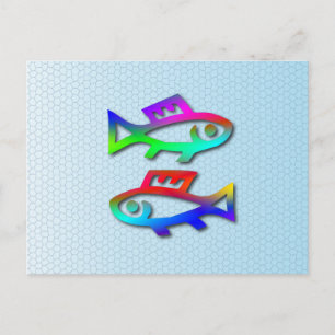 Pisces Zodiac Stjärntecken Rainbow Fish Vykort