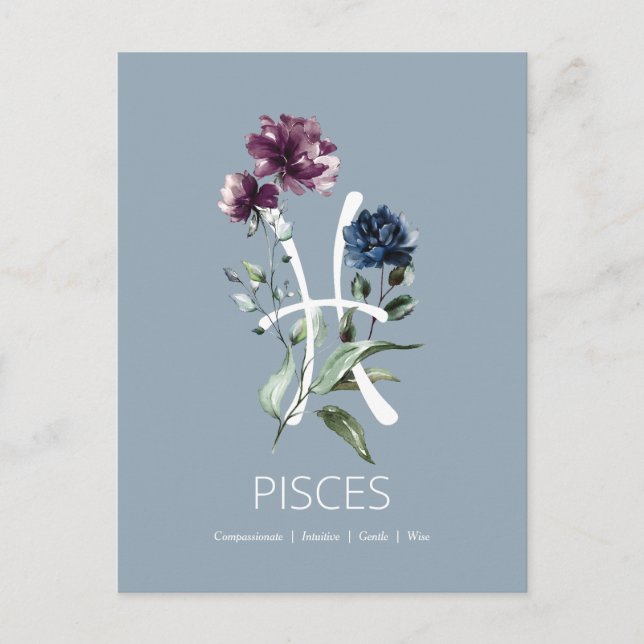 Pisces Zodiac-Stjärntecken Vykort (Framsida)