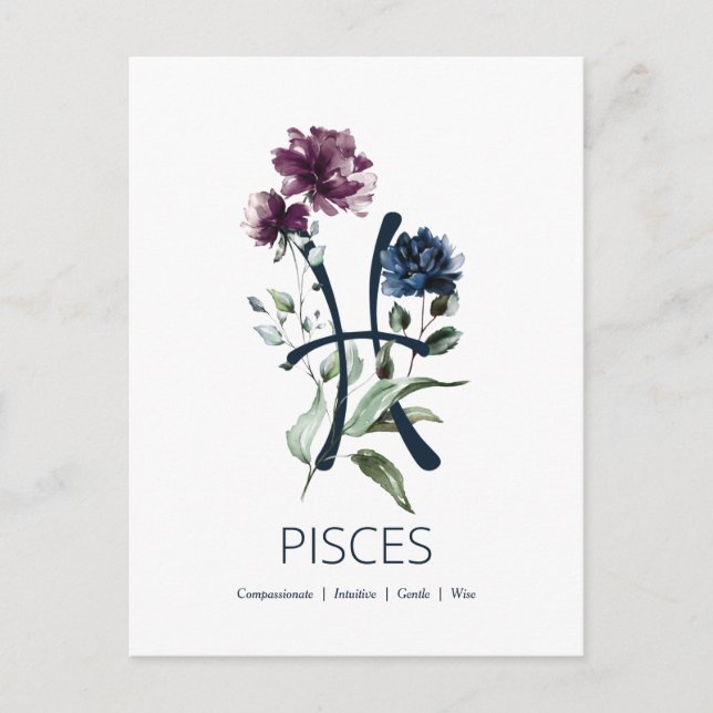Pisces Zodiac-Stjärntecken Vykort (Framsida)