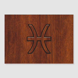 Pisces Zodiac Symbol Brown Mahogany wood stil