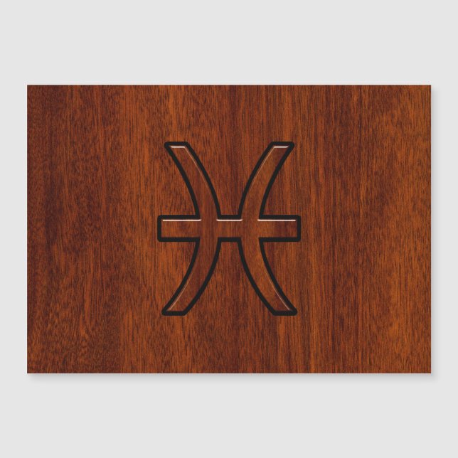 Pisces Zodiac Symbol Brown Mahogany wood stil (Framsida)