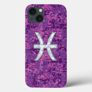 Pisces Zodiac Symbol Fuchsia Digital Camouflage