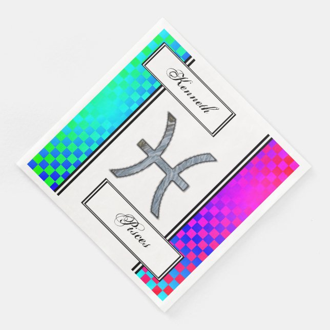 Pisces Zodiac Symbol Inslag av Kenneth Yoncich Pappersservett (Hörn)