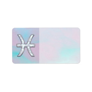 Pisces Zodiac Symbol Mor i Pearl stil Adressetikett