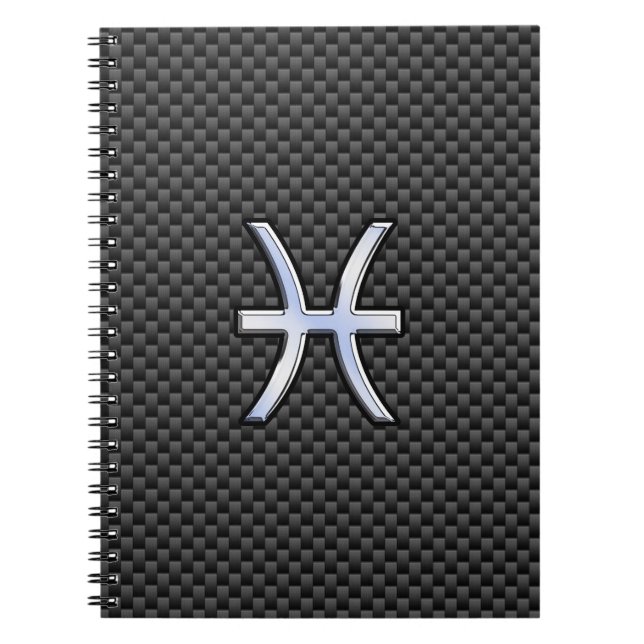 Pisces Zodiac Symbol on Carbon Fiber Print Anteckningsbok (Framsidan)