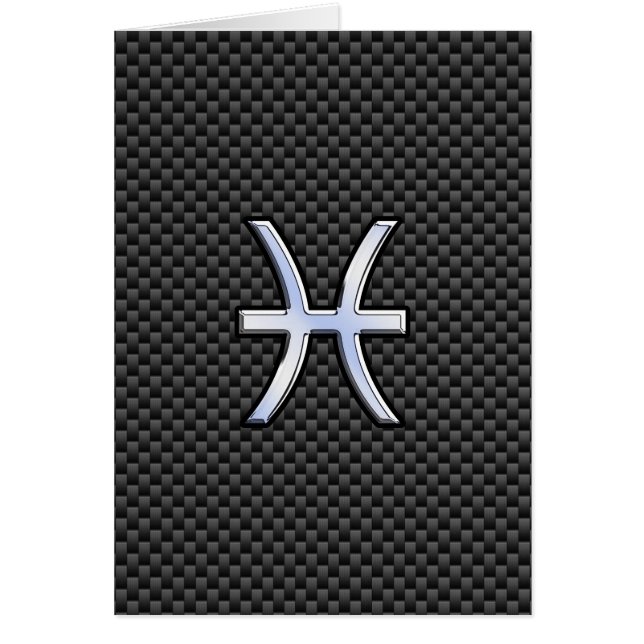 Pisces Zodiac Symbol on Carbon Fiber Print Hälsningskort (Framsidan)