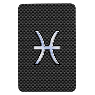 Pisces Zodiac Symbol on Carbon Fiber Print Magnet