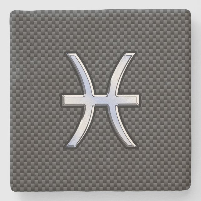Pisces Zodiac Symbol on Carbon Fiber Print Stenunderlägg (Framsidan)