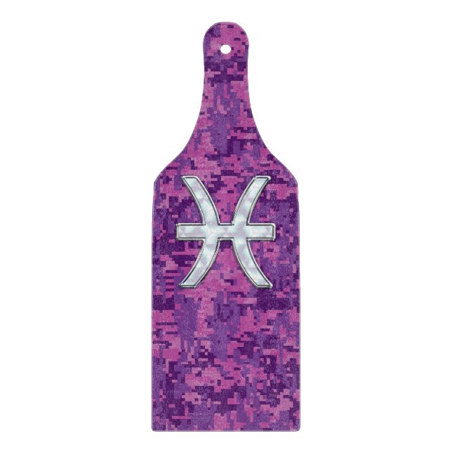 Pisces Zodiac Symbol på Fuchsia Digital Camo (Framsidan)