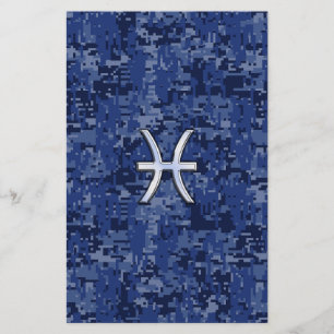 Pisces Zodiac Symbol på marinblå digitalkamera Brevpapper