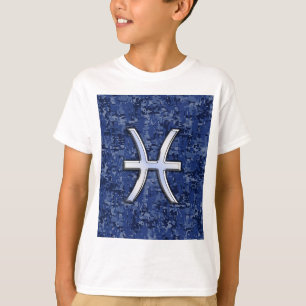 Pisces Zodiac Symbol på marinblå digitalkamera T Shirt