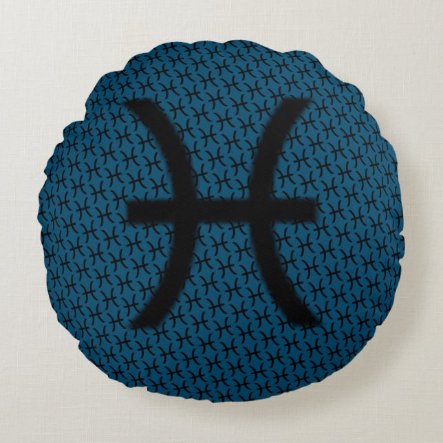 Pisces Zodiac Symbol Standard by Kenneth Yoncich Rund Kudde (Framsidan)