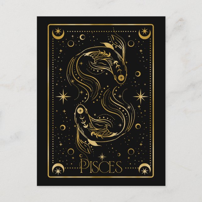 Pisces zodiac-symbol vykort (Framsida)