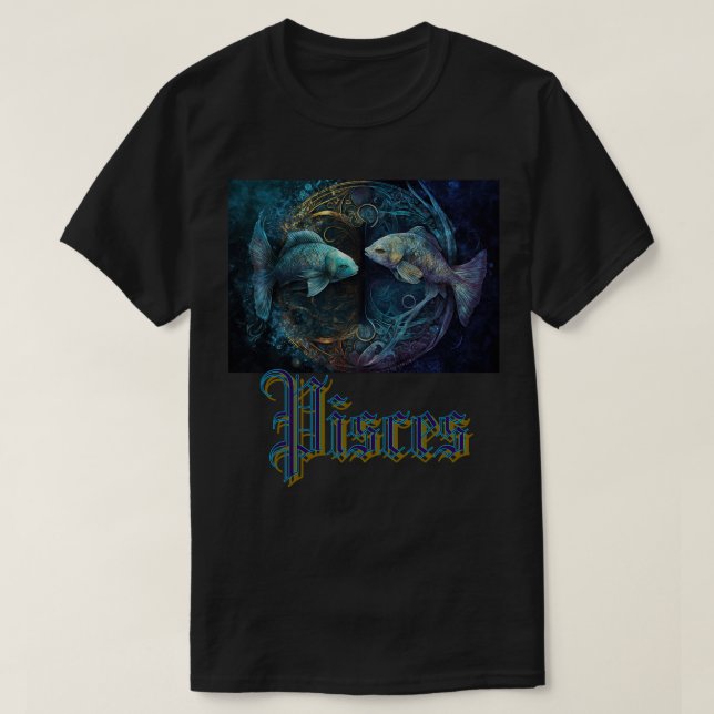 Pisces Zodiac T Shirt (Design framsida)