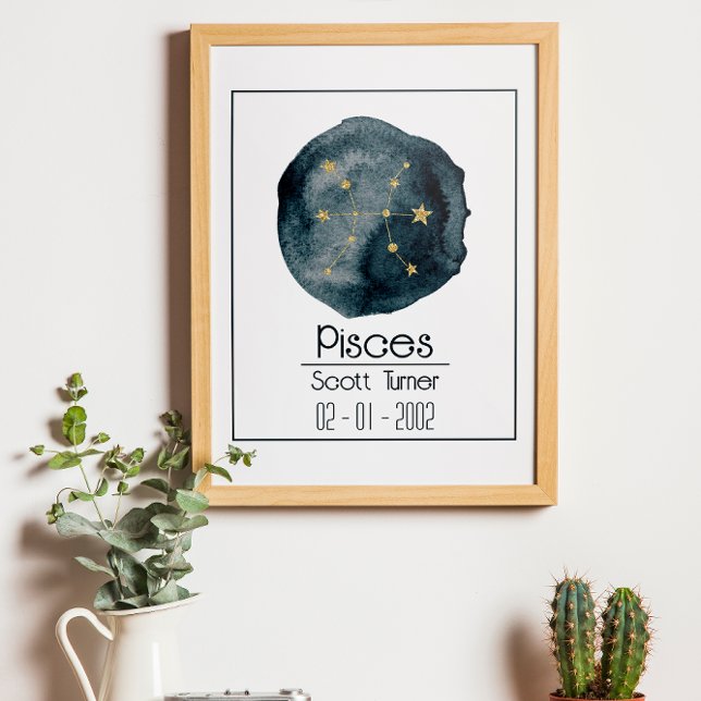 Pisces Zodiac-tecken: Anpassat namn och födelsedag Poster (Skapare uppladdad)