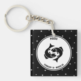 Pisces Zodiac-tecken, Black & White Keychain
