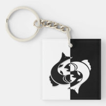 Pisces Zodiac-tecken, Black & White Keychain