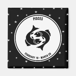 Pisces Zodiac-tecken, Black & White Magnet