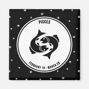 Pisces Zodiac-tecken, Black & White Magnet