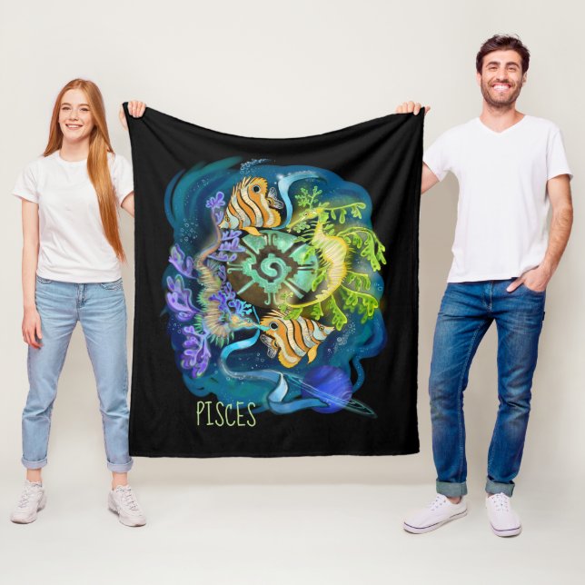Pisces Zodiac-tecken Fleecefilt (På plats)
